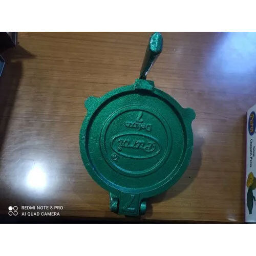 7.5 Inch Deluxe Purvi Cast Iron Puri Press - Color: Green