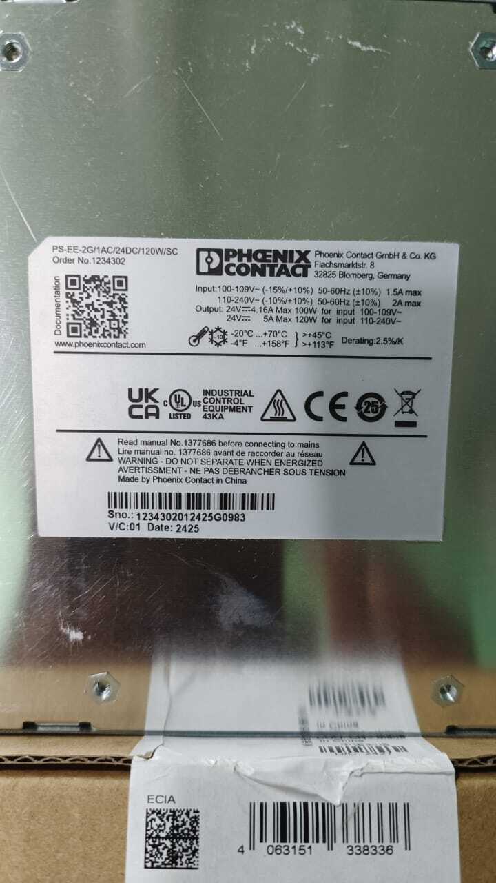 PHOENIX 3PHASE SMPS  ,20A 3PH 24VDC, PS/3AC/24DC/480W/EE