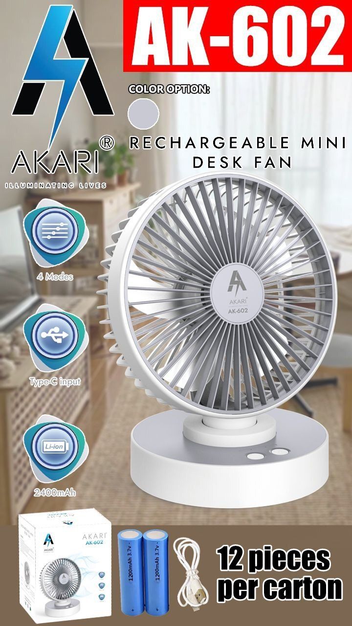 602 Rechargeable Mini Desk Fan