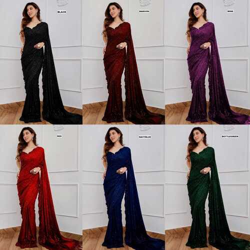 Party Wear Saree - Color: As Per Image