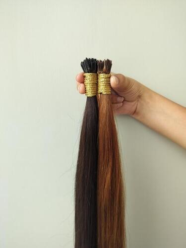 Dark and Light Brown Keratin Natural Straight Human Hair I-Tips Extensions