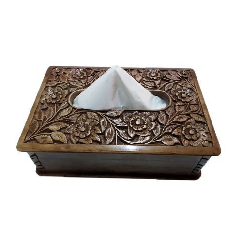 Wooden Handmade Napkin Holder Cover - Color: Brown