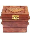 Wooden Slide Box - Afiya Wood, Standard Size, Antique Floral Design | Velvet Lining, Multiple Compartments For Jewelry And Dry Fruits