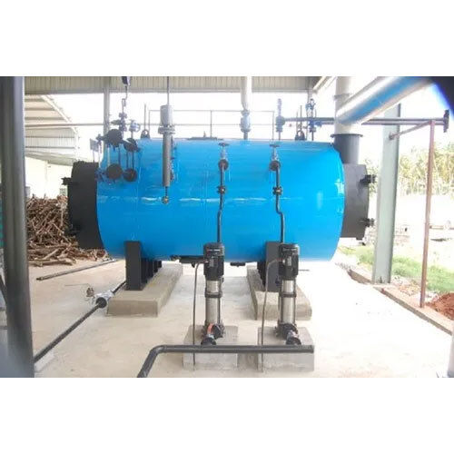 Oil Fired 2500 Kg-Hr Horizontal Steam Boiler - Color: Blue