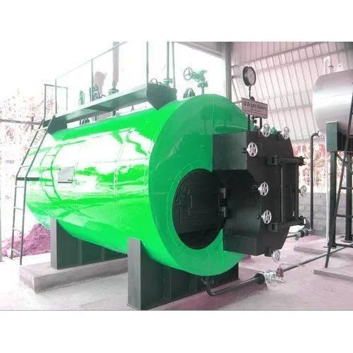 Wood Fired 100 Kg-hr Horizontal Steam Boiler - Color: Green