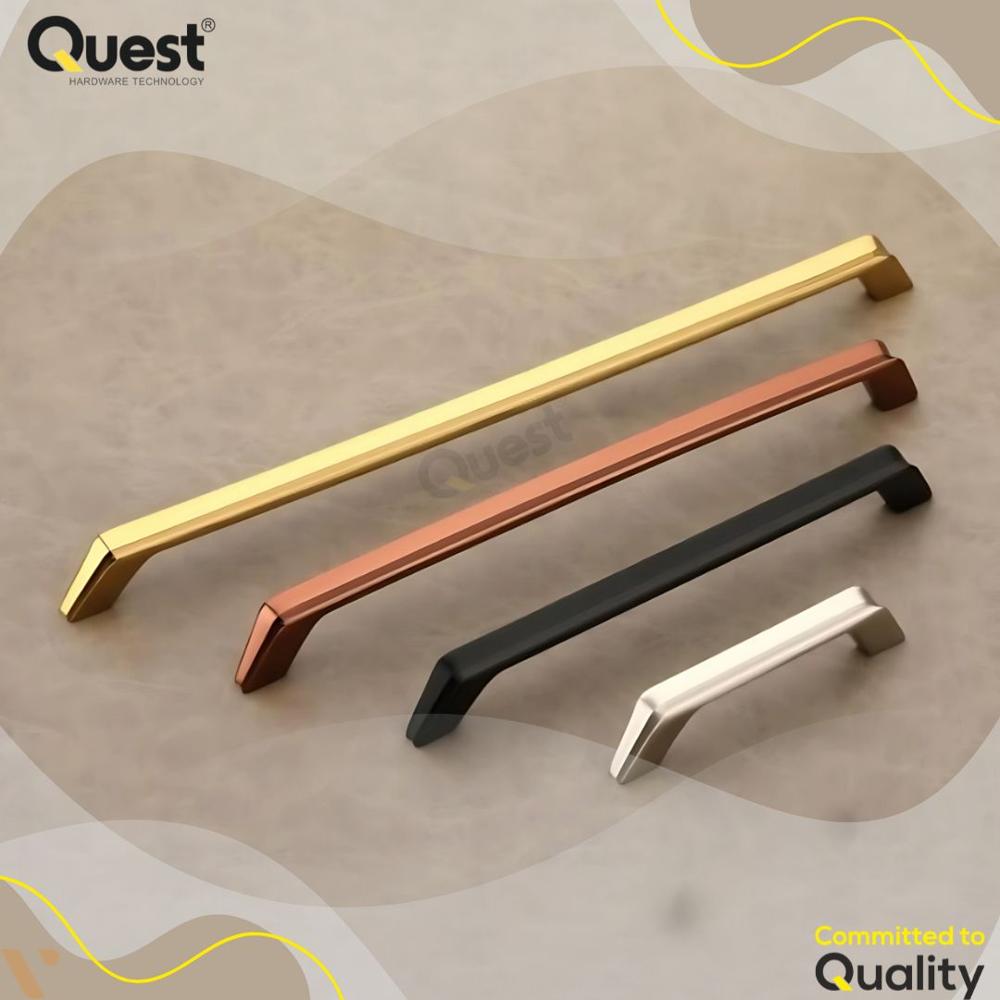 814 Zinc Cabinet Handle - Zinc Material, 8 Inch Length, Polished Golden Finish | Standard Design, Ideal For Cabinet Fittings