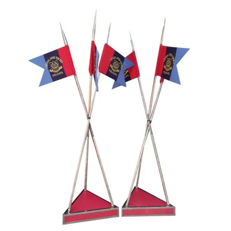 Brass Lancer Flag Stand Set - Non-Woven Embroidered Flag, Customized Size and Color, Sturdy Brass Stand for Promotion