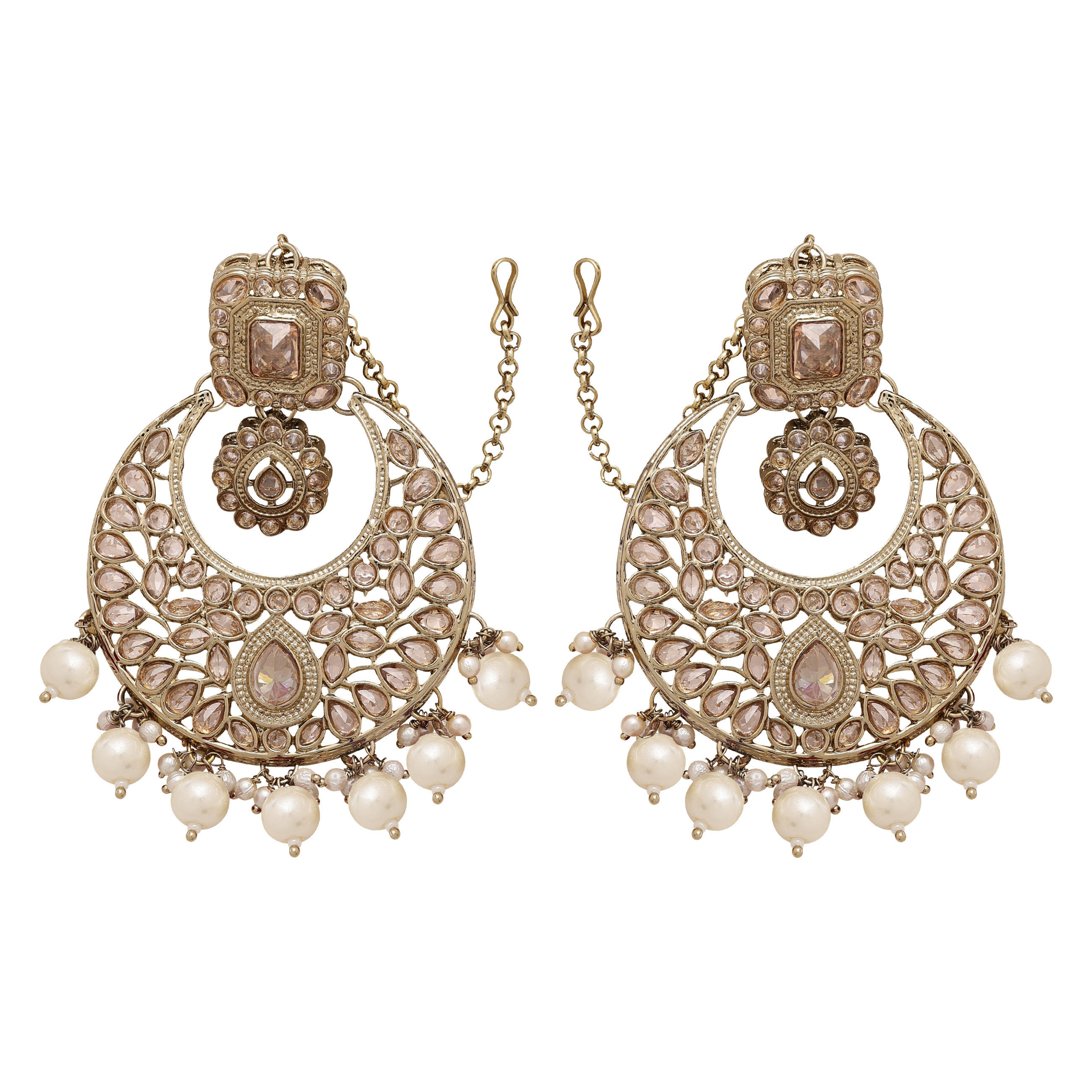 Traditional AD Earring Maangtikka |Chandbali AD Earring Maangtikka |Bridal AD Maangtikka Earring| Reverse AD Earring Set.