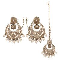 Traditional AD Earring Maangtikka |Chandbali AD Earring Maangtikka |Bridal AD Maangtikka Earring| Reverse AD Earring Set.