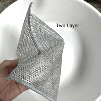Double Layer Steel Wire Dish Cloth - 19x19 Cm | Multifunctional Non-scratch Cleaning Tool, Ideal For Utensils And Kitchen Surfaces