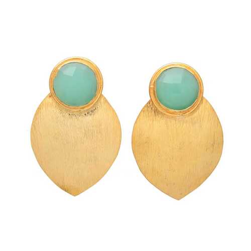 New arrival Golden Aqua chalcedony gemstone stud earrings