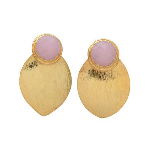 New arrival pink chalcedony gemstone Stud earrings