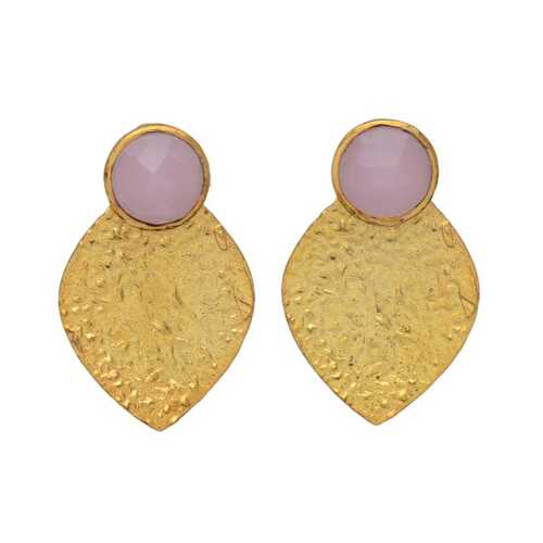 New arrival sparking pink chalcedony gemstone earrings