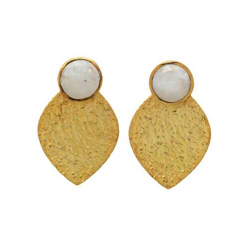 New arrival golden milky chaceldony gemstone earring