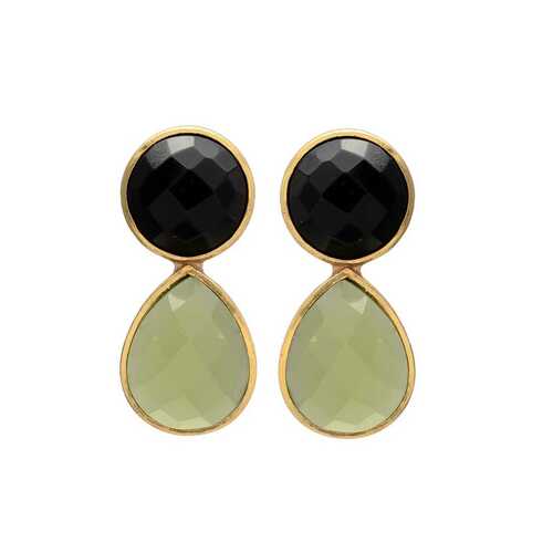 New arrival green amethyst hydro and black onyx gemstone earrings