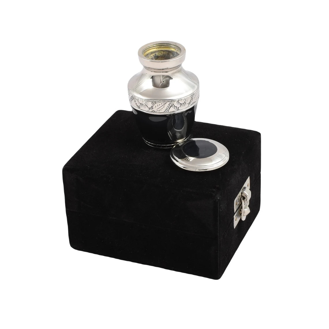 Brass Keepsake Urn for Ashes - Testi Small Cremation Urn with Box made by Metal Funeral Mini Urns Supplies