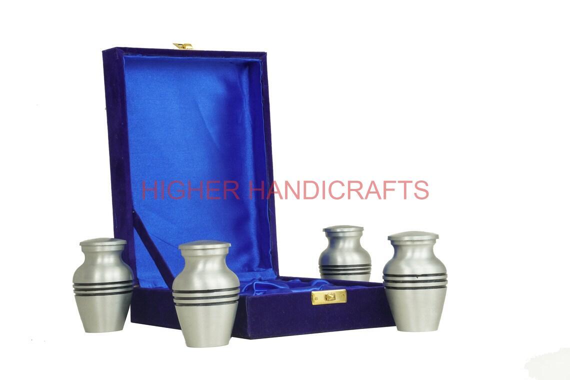 Brass Keepsake Cremation Urn Set of 4 - Small Funeral Urns for Human Ashes Bulk Urns Supplies