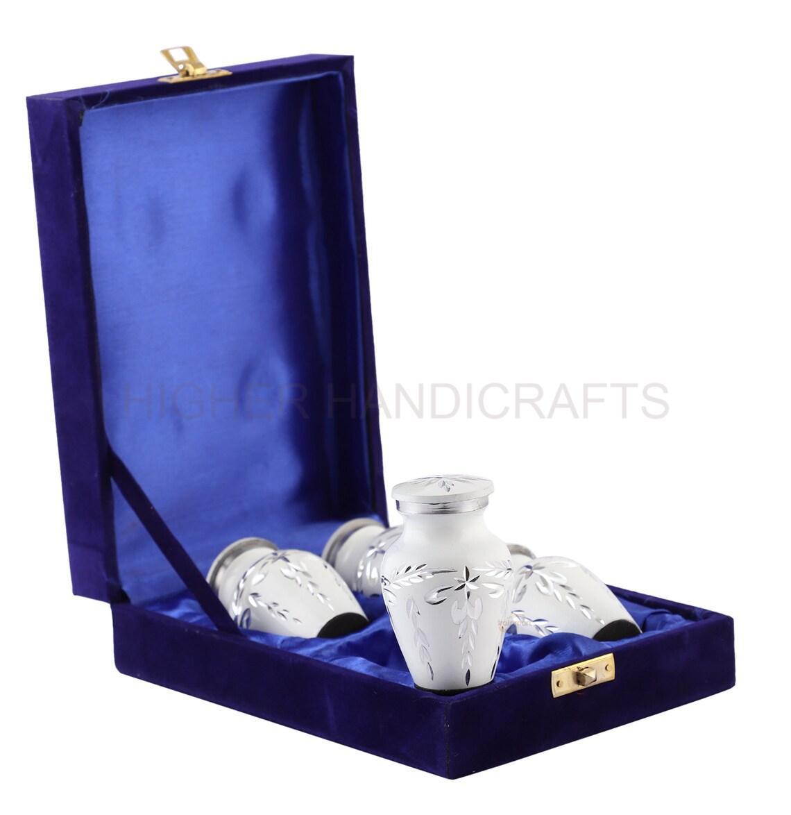 Aluminium Classic Keepsake Funeral Urns Set of 4 with Premium Box - Wholesale Mini Cremation Urns Supplies