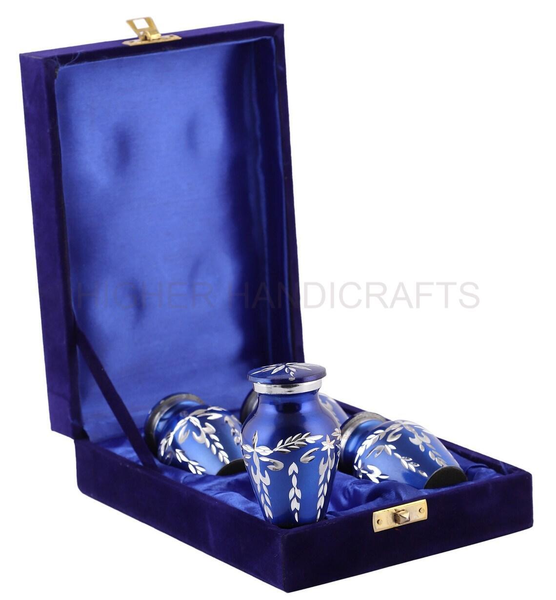 Aluminium Classic Keepsake Funeral Urns Set of 4 with Premium Box - Wholesale Mini Cremation Urns Supplies