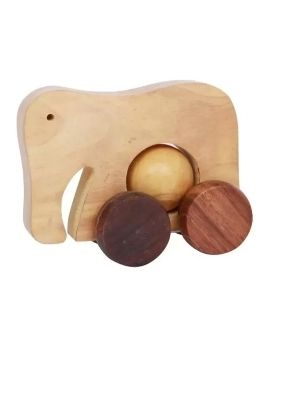 Wooden Classic Toy Elephant With Wheel - Age Group: All