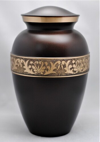 Handcrafted Engraved Brass Cremation Urn for Human Ashes Brown & Golden Funeral Adult Urns Large Size Urns Supplies