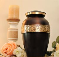 Handcrafted Engraved Brass Cremation Urn for Human Ashes Brown & Golden Funeral Adult Urns Large Size Urns Supplies