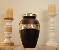 Handcrafted Engraved Brass Cremation Urn for Human Ashes Brown & Golden Funeral Adult Urns Large Size Urns Supplies