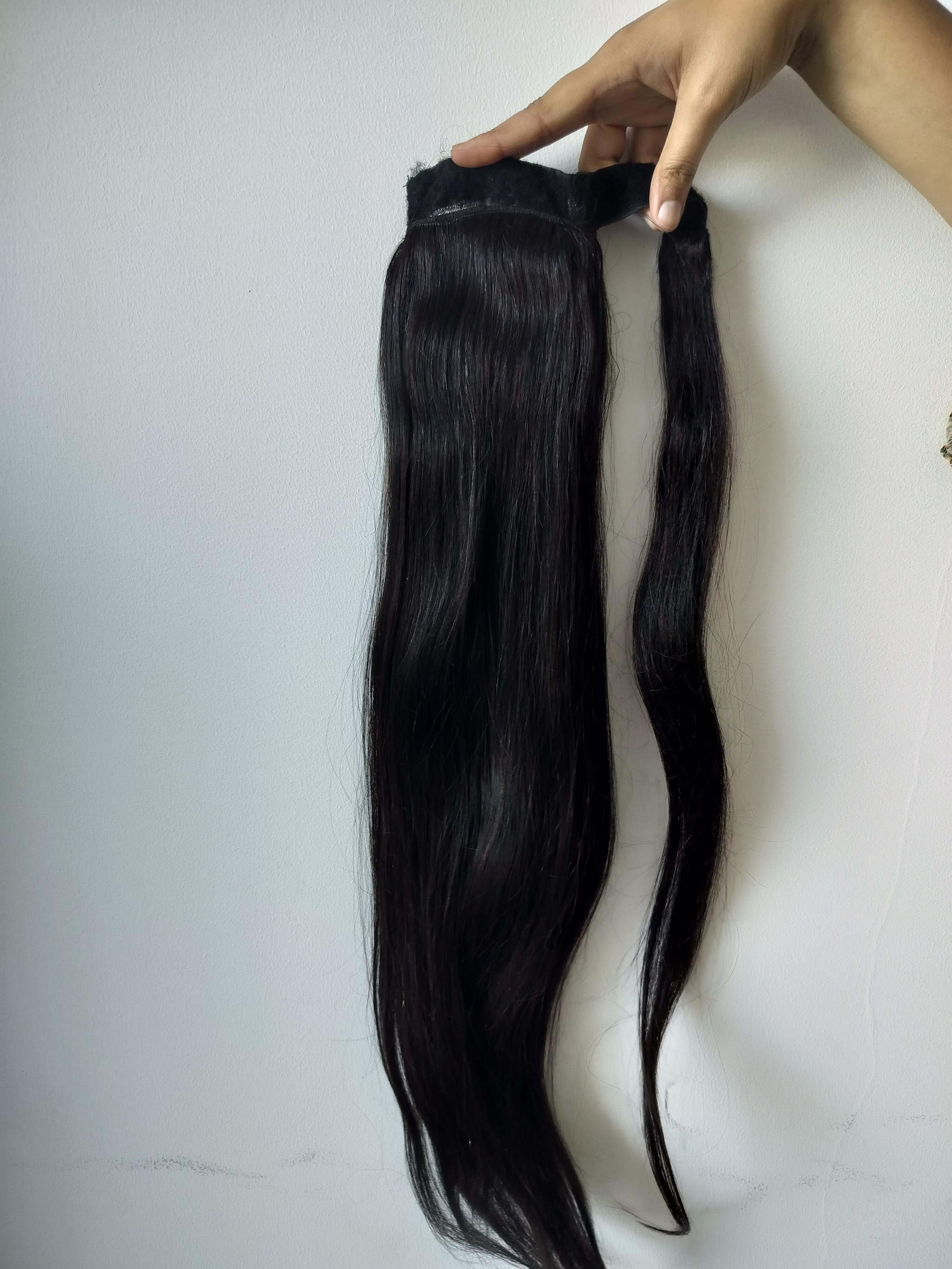 Unprocessed Raw Natural Straight Human Hair Ponytail Extensions