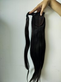 Unprocessed Raw Natural Straight Human Hair Ponytail Extensions