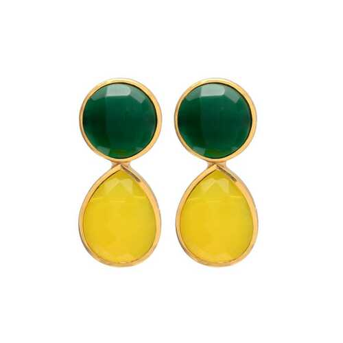 New arrival golden emerald and yellow hydro gemstone earrings