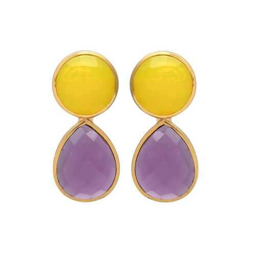 New arrival Gold plated yellow hydro gemstone earrings