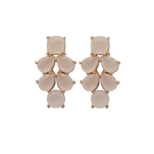 New arrival peach chaceldony gemstone stud earrings