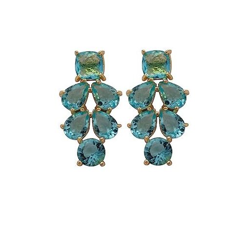 New arrival light blue quartz gemstone stud earrings