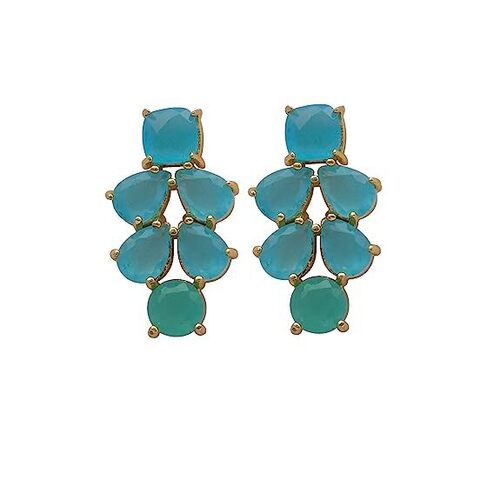 New arrival blue and green quartz gemstone stud earrings