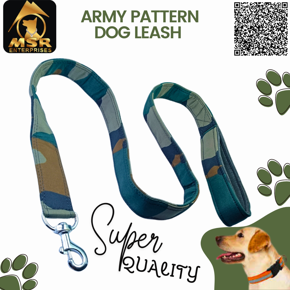 Army Pattern Padded Dog Leash