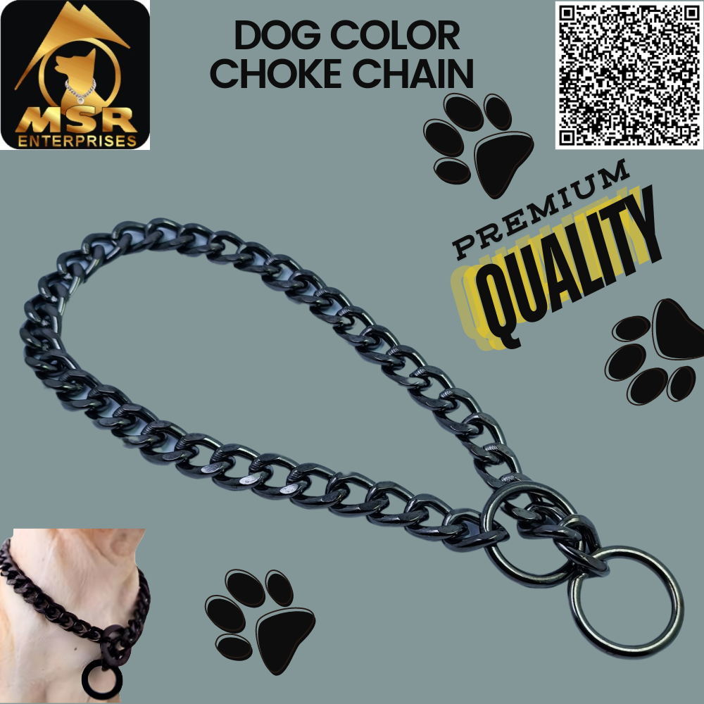 2 Feet Black Blue Polish Grinded Twisted Iron Dog Choke Chain