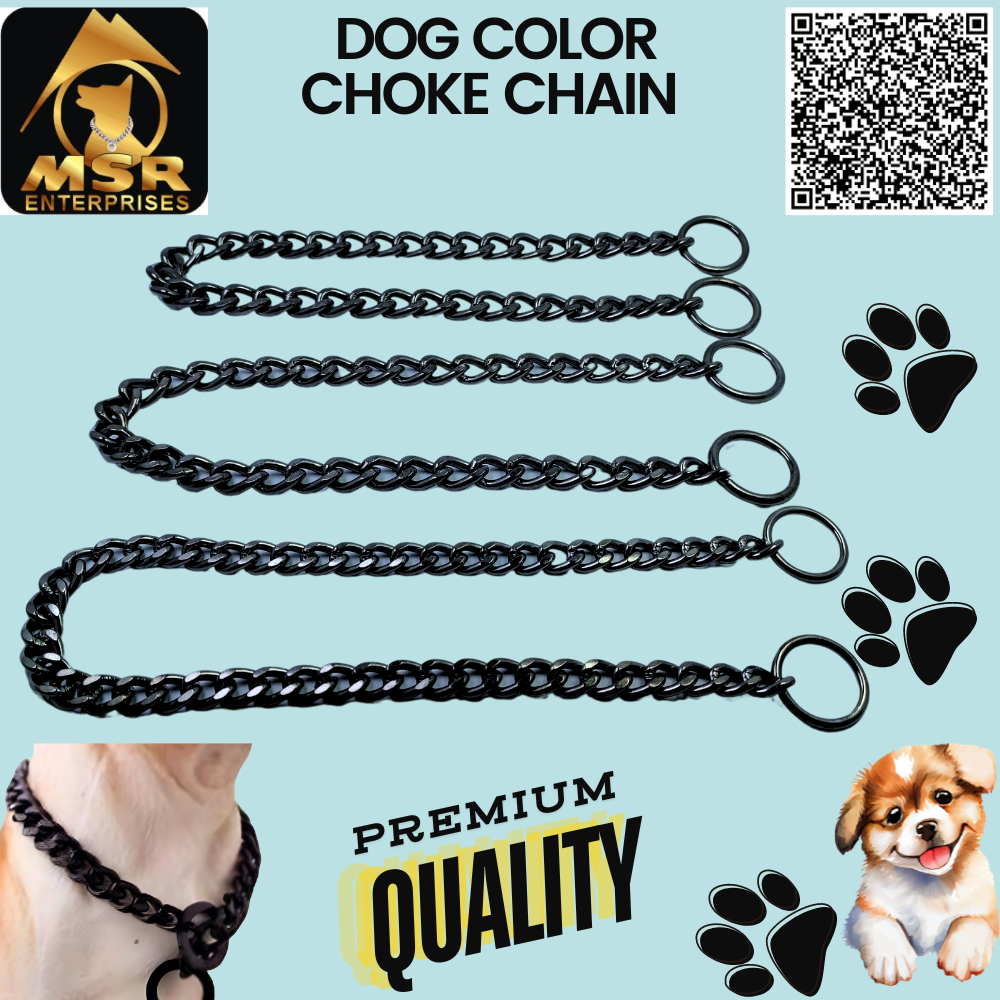 2 Feet Black Blue Polish Grinded Twisted Iron Dog Choke Chain