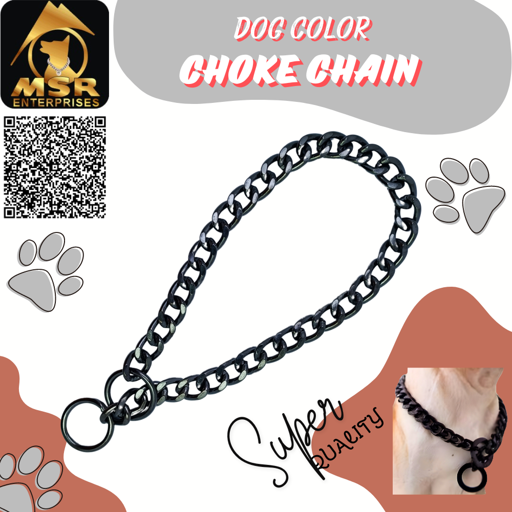 2 Feet Black Blue Polish Grinded Twisted Iron Dog Choke Chain