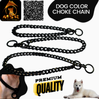 2 Feet Black Blue Polish Grinded Twisted Iron Dog Choke Chain