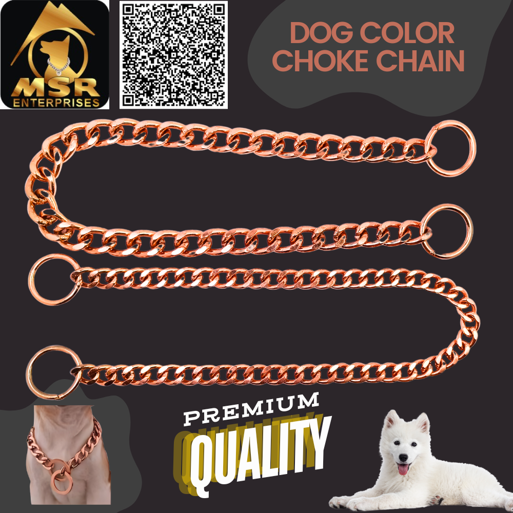 2 Feet Rose Gold Polish Grinded Twisted Iron Dog Choke Chain