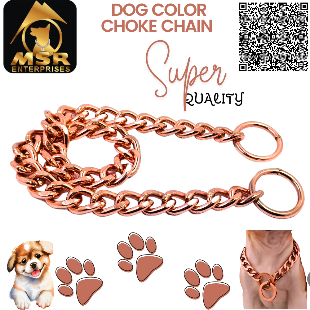 2 Feet Rose Gold Polish Grinded Twisted Iron Dog Choke Chain