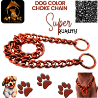 2 Feet Rose Gold Polish Grinded Twisted Iron Dog Choke Chain