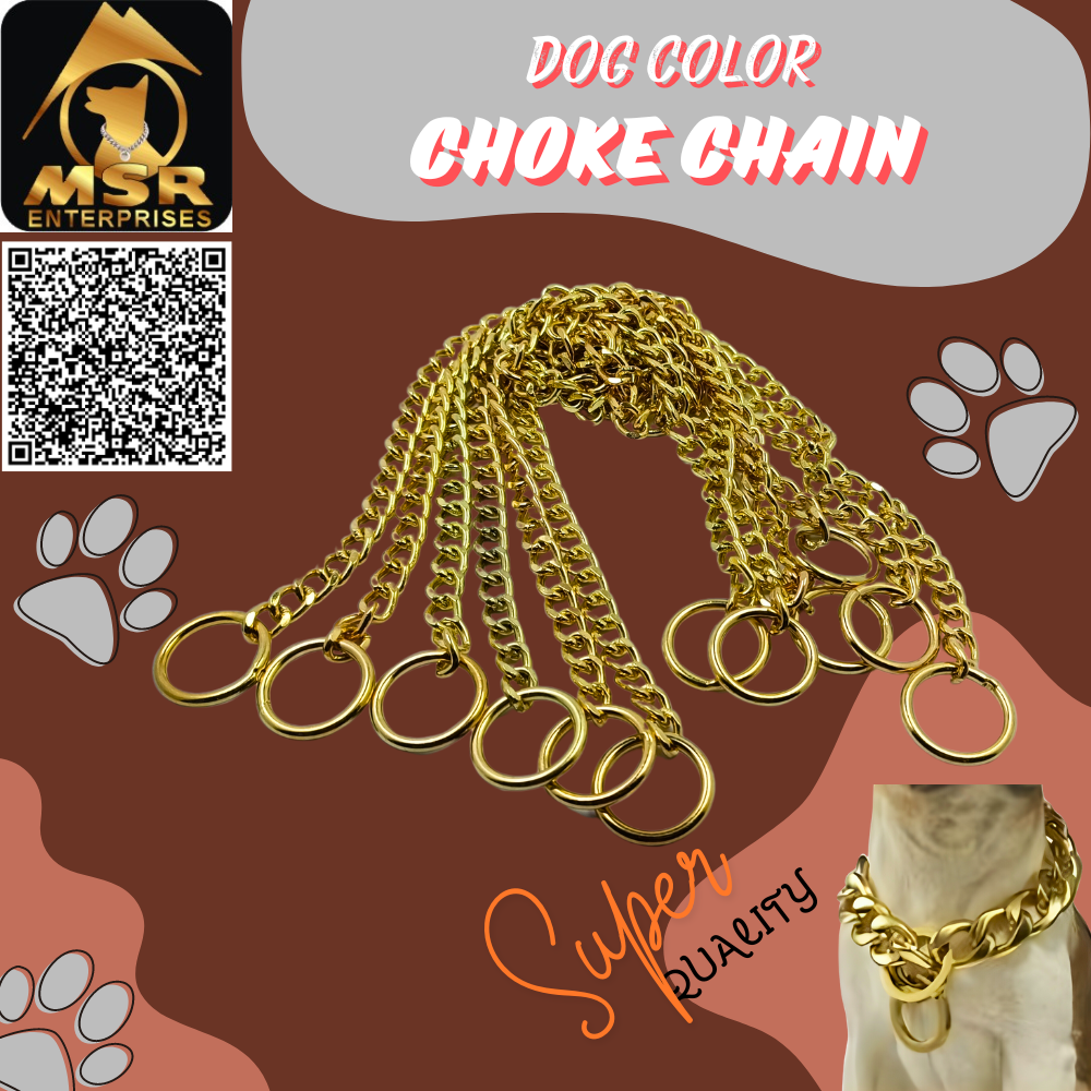 2 Feet Yellow Gold Ploish Grinded Twisted Iron Dog Choke Chain