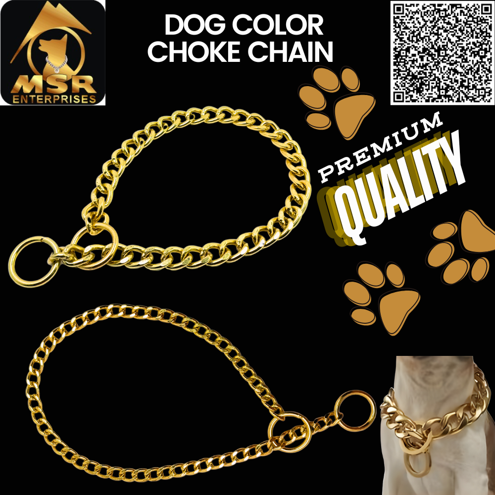 2 Feet Yellow Gold Ploish Grinded Twisted Iron Dog Choke Chain