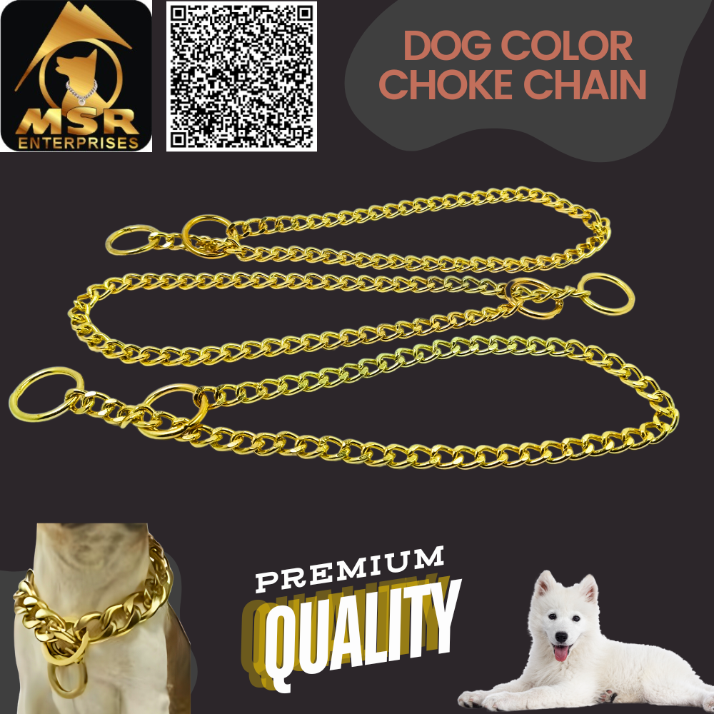 2 Feet Yellow Gold Ploish Grinded Twisted Iron Dog Choke Chain