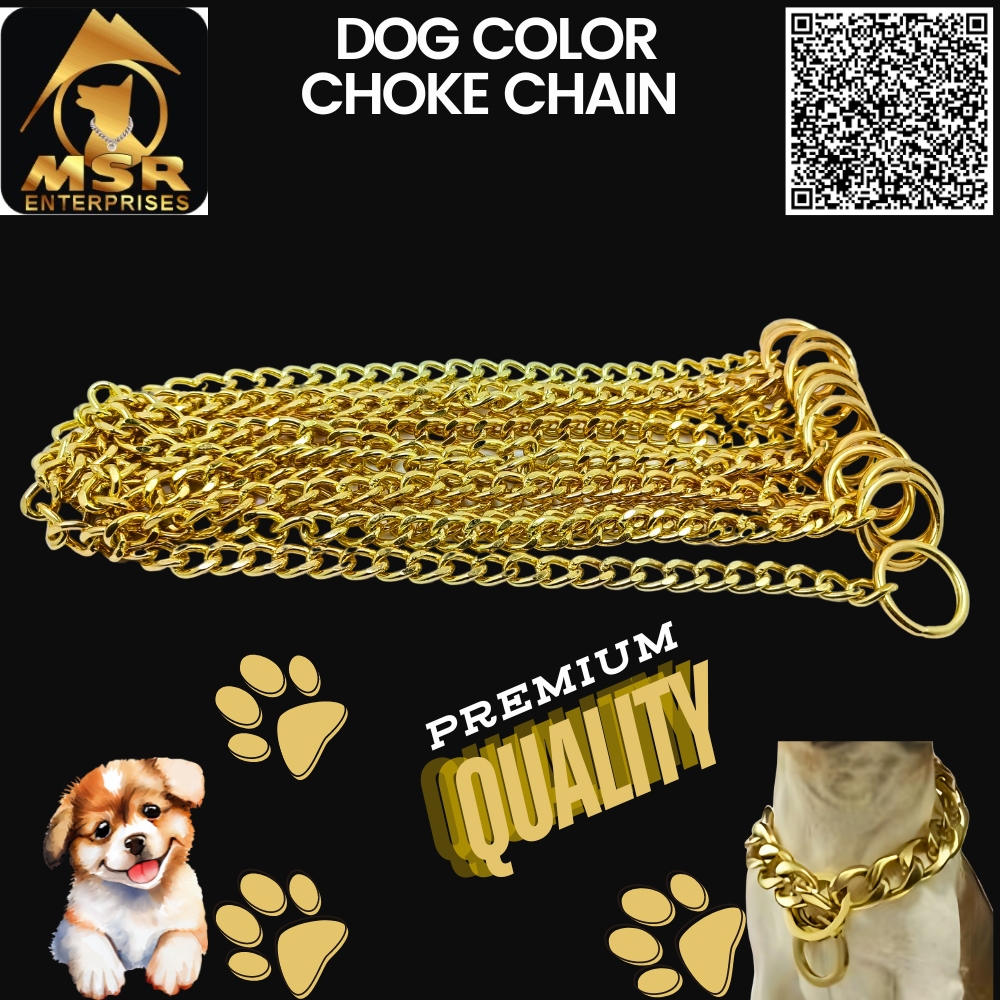 2 Feet Yellow Gold Ploish Grinded Twisted Iron Dog Choke Chain