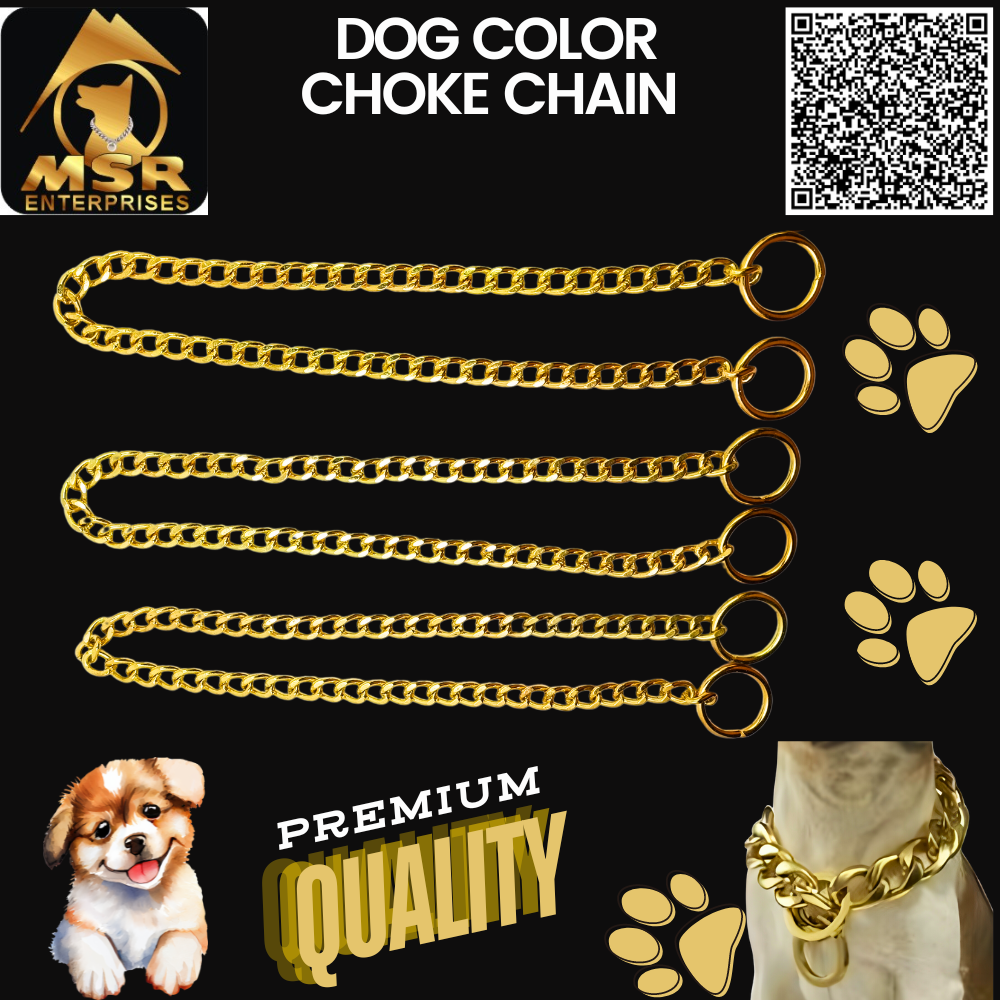 2 Feet Yellow Gold Ploish Grinded Twisted Iron Dog Choke Chain