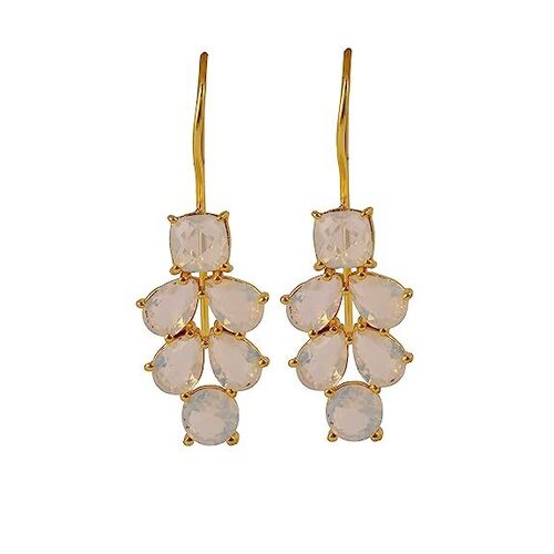 New arrival peach chaceldony gemstone Hook earrings