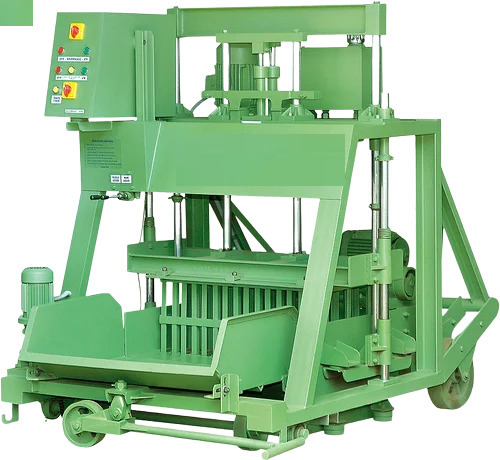 Hydraulic Concrete Block Making Machine - Color: Yellow And Blue