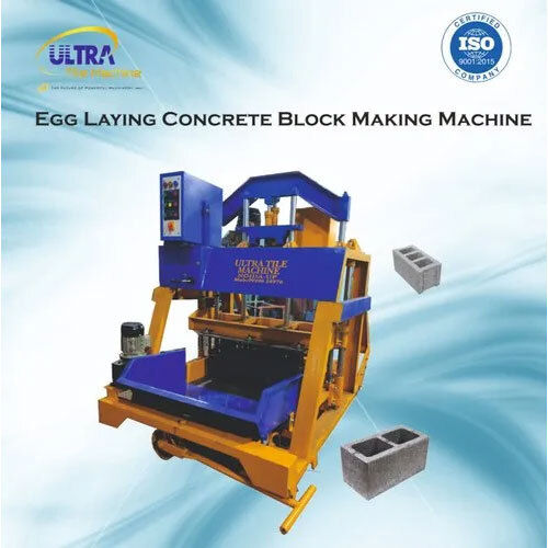 Egg Laying Hollow - Solid Block Making Machine - Color: Yellow And Blue